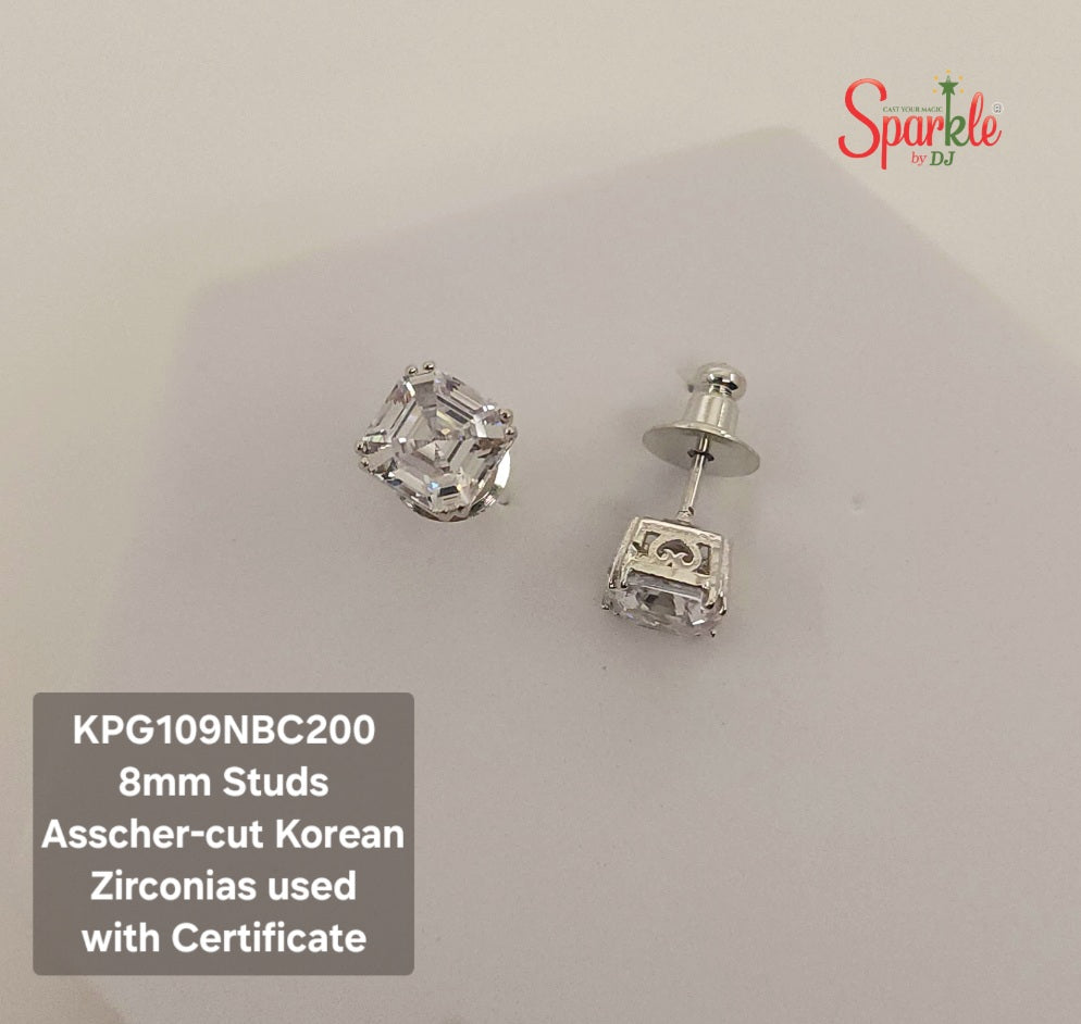 asscher cut ear studs