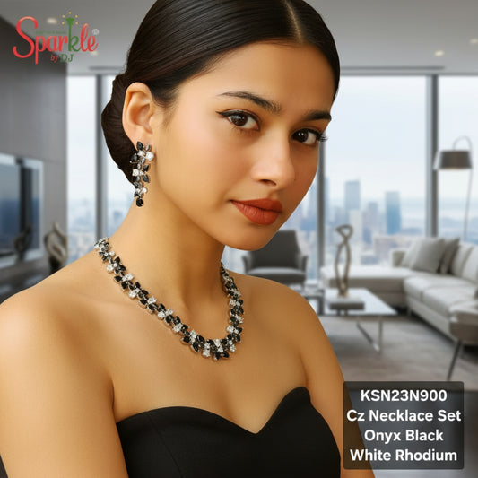 Statement Necklace Set with AAA Quality Cubic zirconias & synthetic colour stones - SparklebyDJ