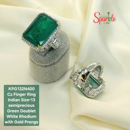 Finger ring embellished with Semiprecious Color Stones (Indian size-13)