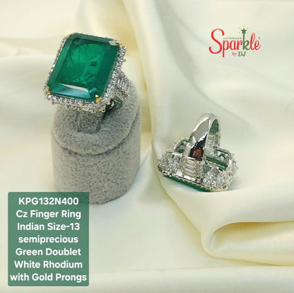 Finger ring embellished with Semiprecious Color Stones (Indian size-13)