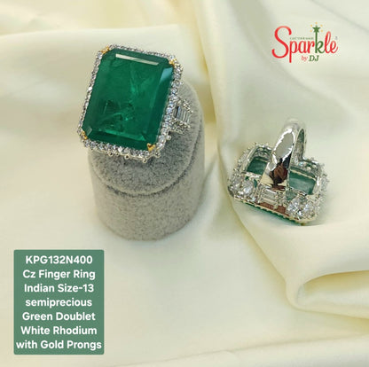 Finger ring embellished with Semiprecious Color Stones (Indian size-13)