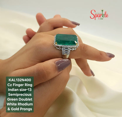 Finger ring embellished with Semiprecious Color Stones (Indian size-13)