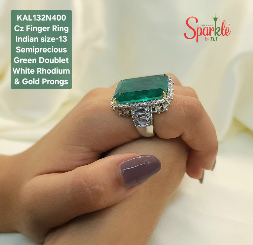 Finger ring embellished with Semiprecious Color Stones (Indian size-13)