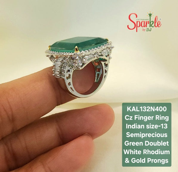 Finger ring embellished with Semiprecious Color Stones (Indian size-13)