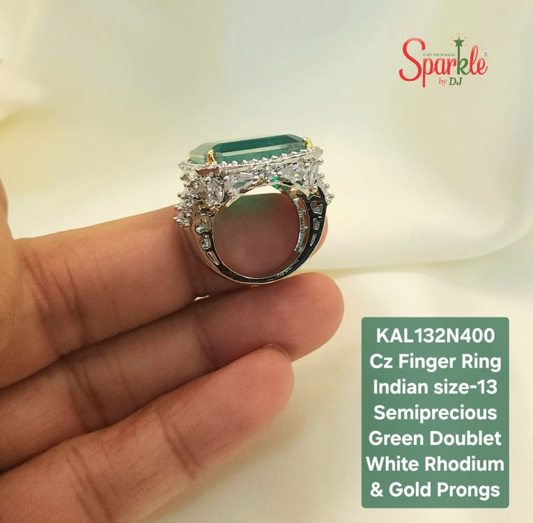 Finger ring embellished with Semiprecious Color Stones (Indian size-13)