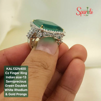 Finger ring embellished with Semiprecious Color Stones (Indian size-13)