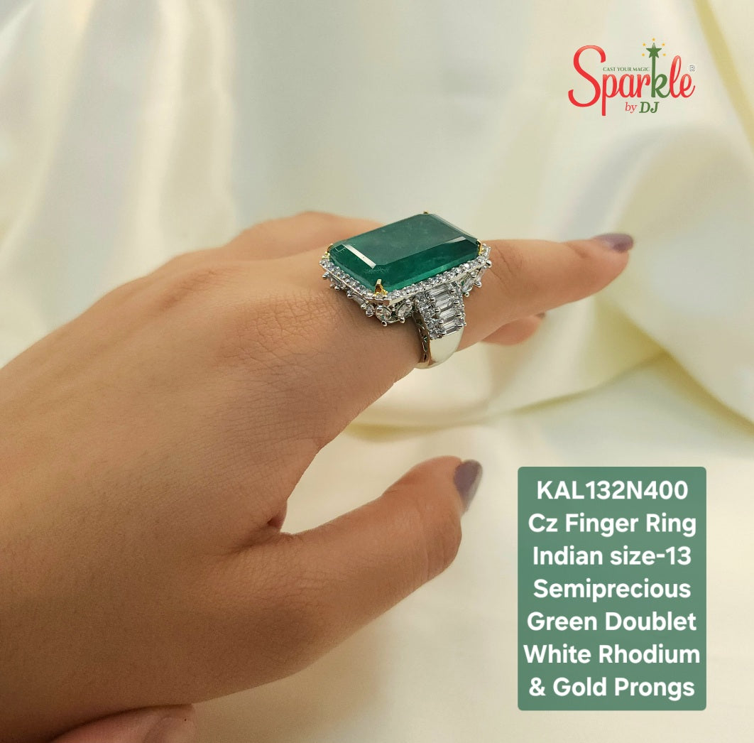 Finger ring embellished with Semiprecious Color Stones (Indian size-13)