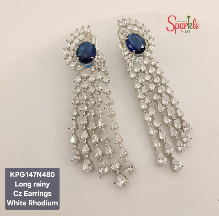 Cz rain drop earrings