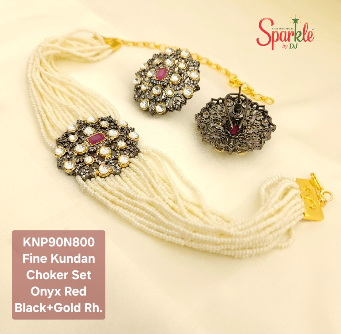 Fine Kundan Choker Set with clustered Pearl strings