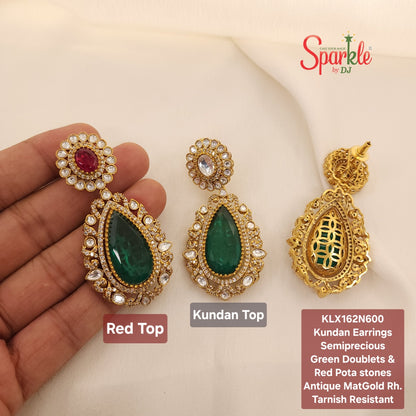 Fine Kundan earring with semiprecious colour stones