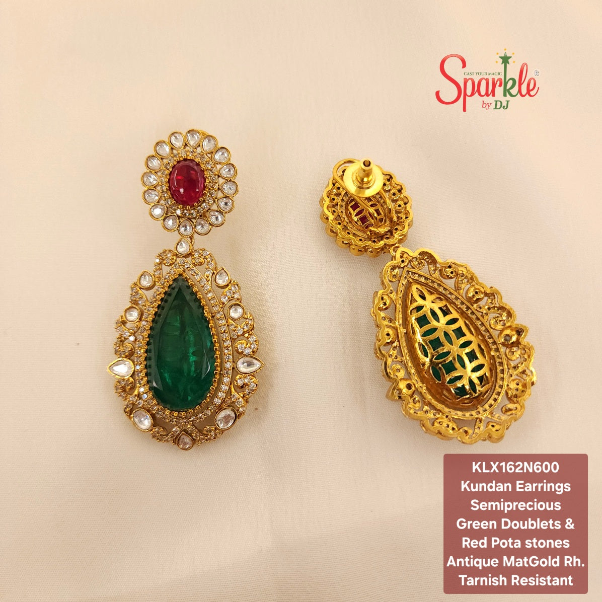 Fine Kundan earring with semiprecious colour stones