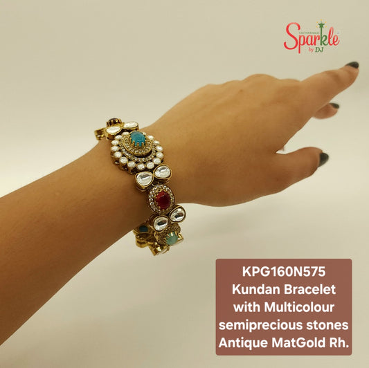Sabya multicolour stone studded kundan bracelet