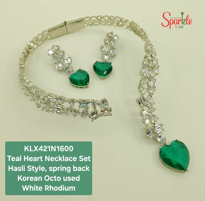 Hasli style Heart stone Necklace set with Korean octo cz