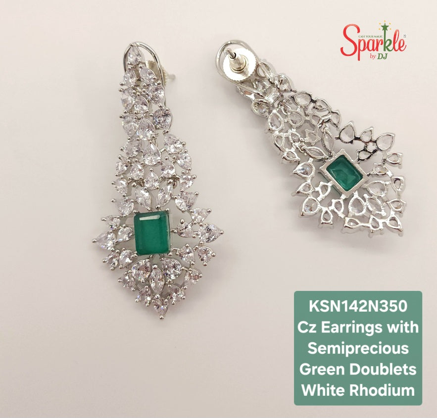 Cz dangler with octagonal semiprecious stone