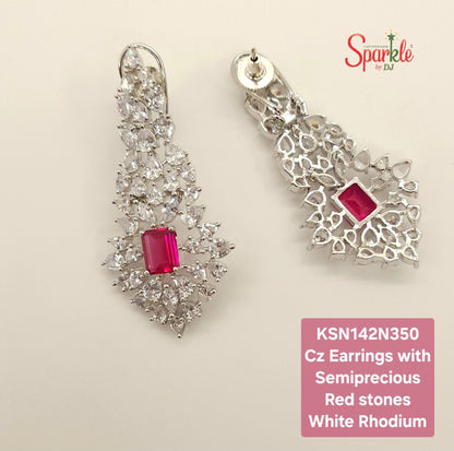 Cz dangler with octagonal semiprecious stone