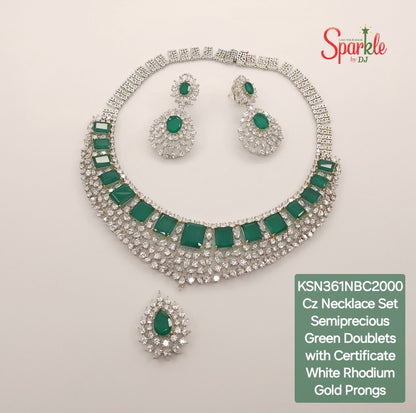 Karan Necklace Set embellished with Korean Cz & semiprecious colour stones