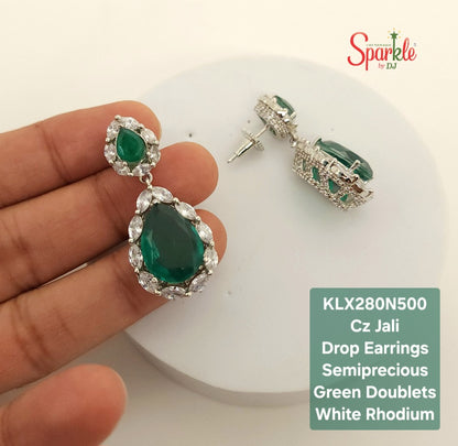 Cz Pear drop earrings with jali back