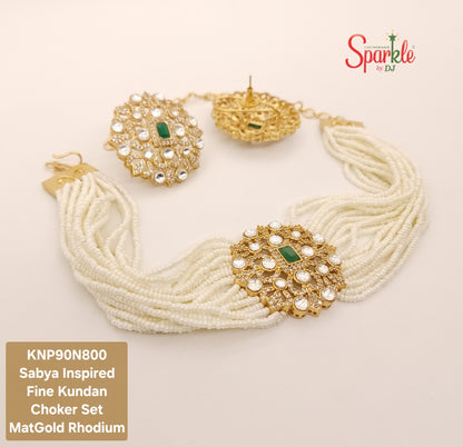 SABYA Fine Kundan Choker Set with clustered Pearl strings