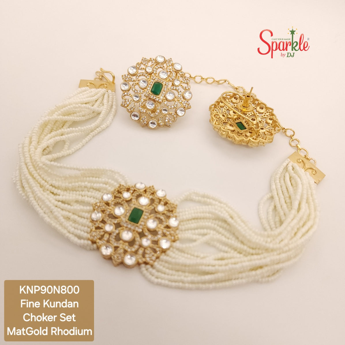 Fine Kundan Choker Set with clustered Pearl strings