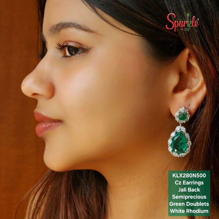 Cz Pear drop earrings with jali back