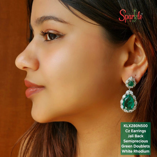 Cz Pear drop earrings with jali back