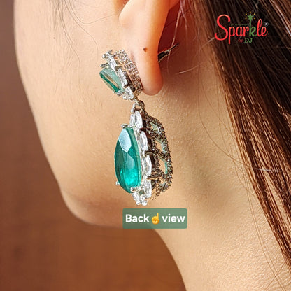 Cz Pear drop earrings with jali back