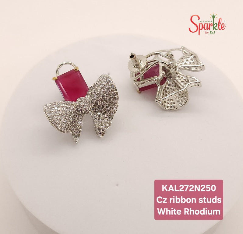 Cz Ribbon Studs