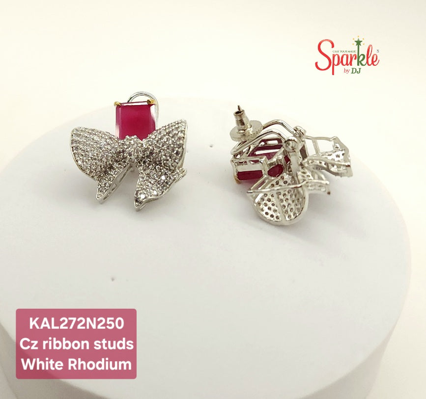 Cz Ribbon Studs