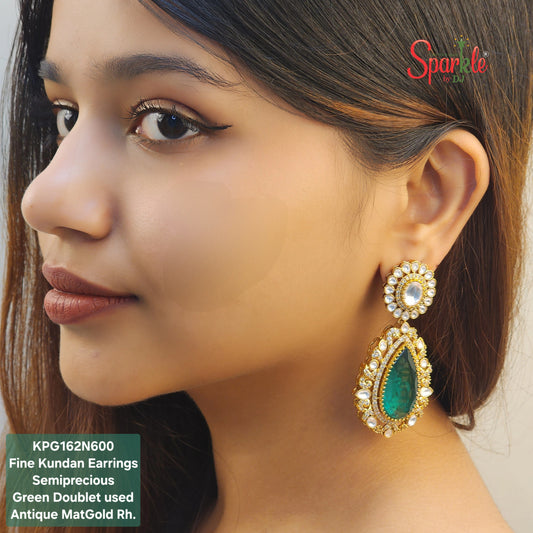 Fine Kundan earring with semiprecious colour stones