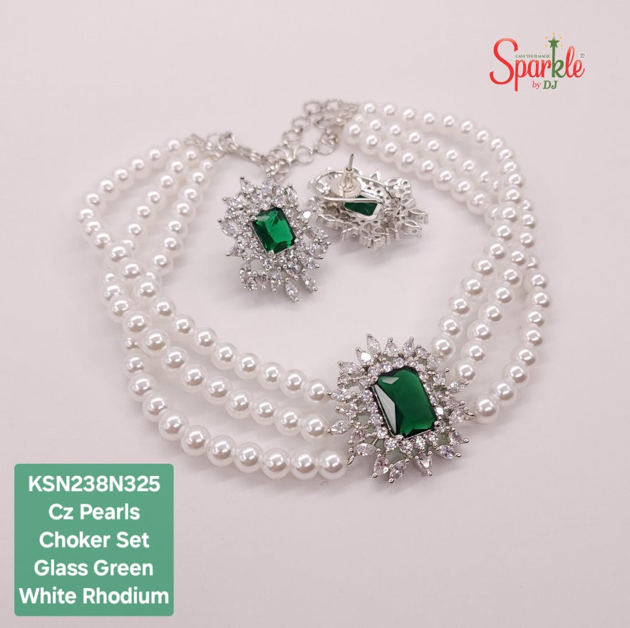 Cz Pearls minimalistic Choker Set