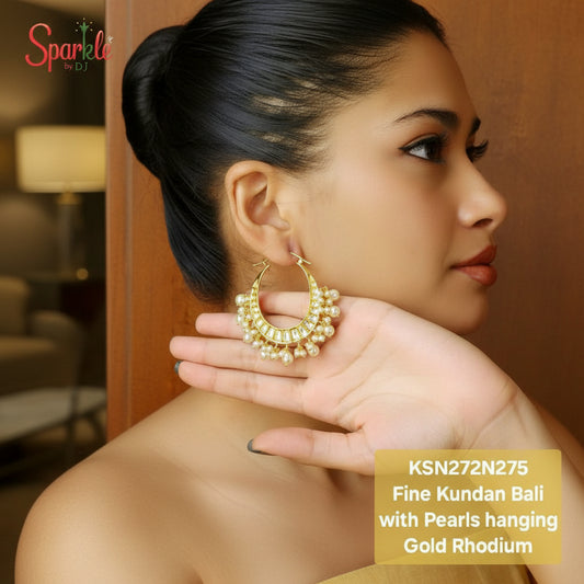 Fine Kundan Chandbalis with 24 carat Gold plating - SparklebyDJ
