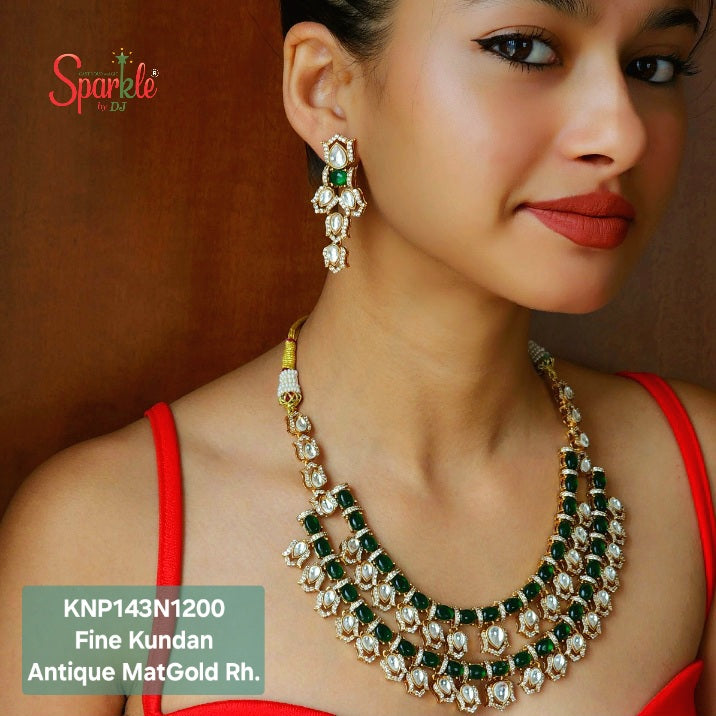 Fine Kundan Necklace set with colour beads