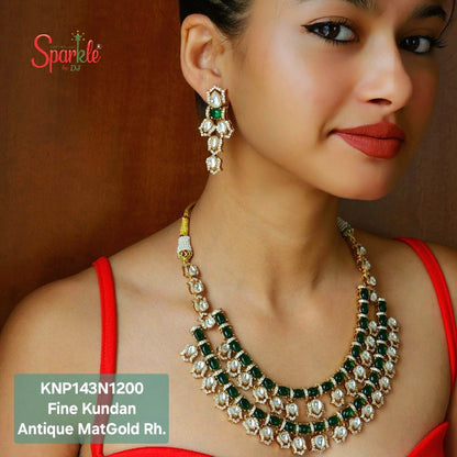 Fine Kundan Necklace set with colour beads