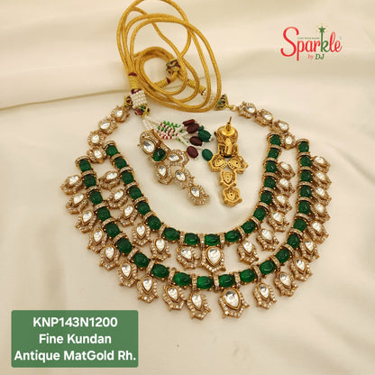 Fine Kundan Necklace set with colour beads