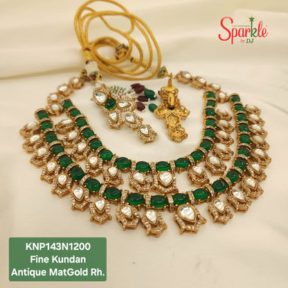 Fine Kundan Necklace set with colour beads