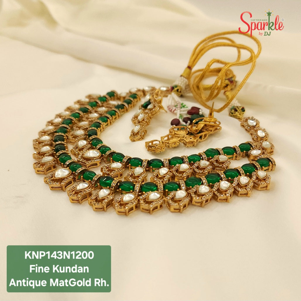 Fine Kundan Necklace set with colour beads