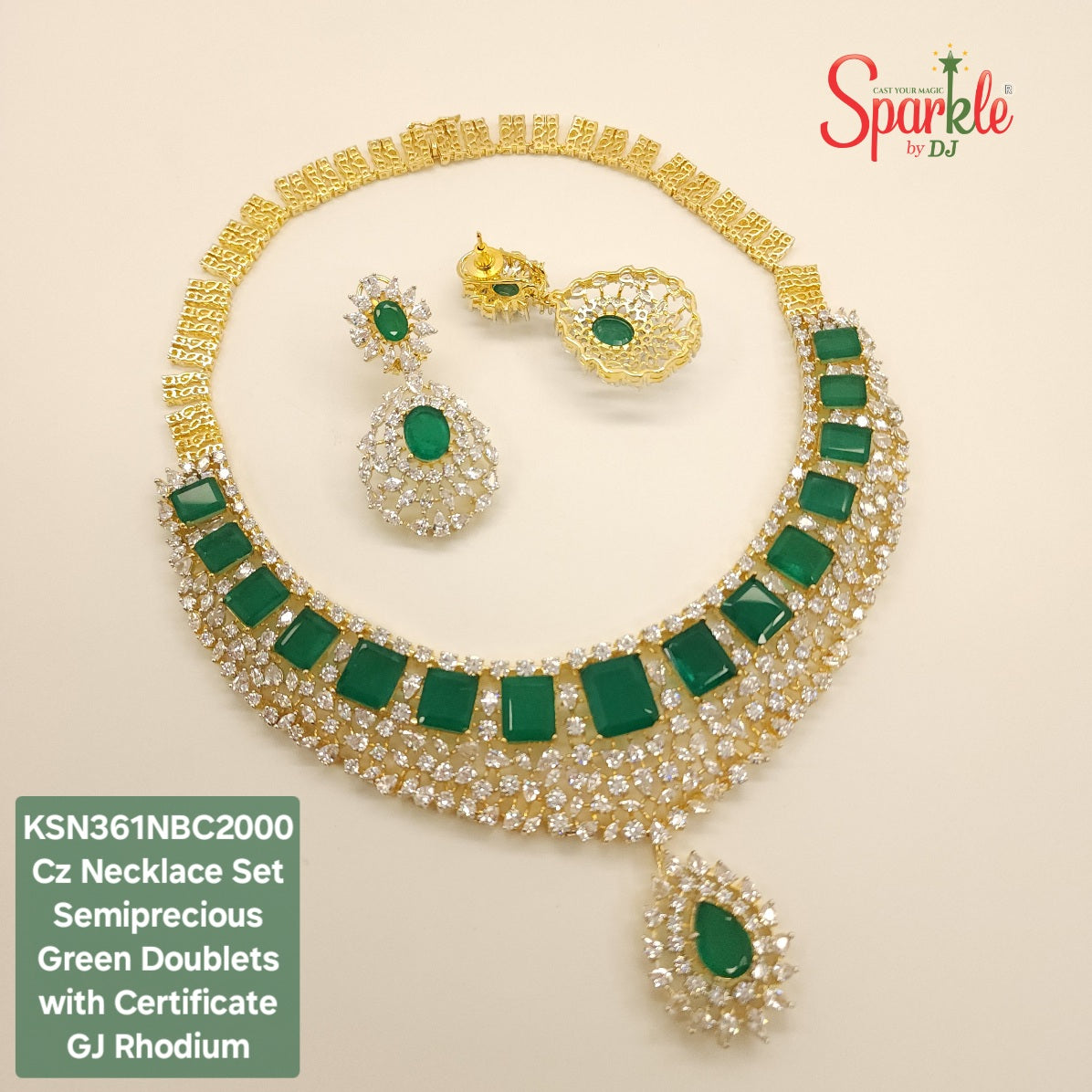 Karan Necklace Set embellished with Korean Cz & semiprecious colour stones