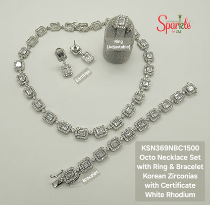 Flexible Necklace set of 4 items made with Korean Cz with Certificate