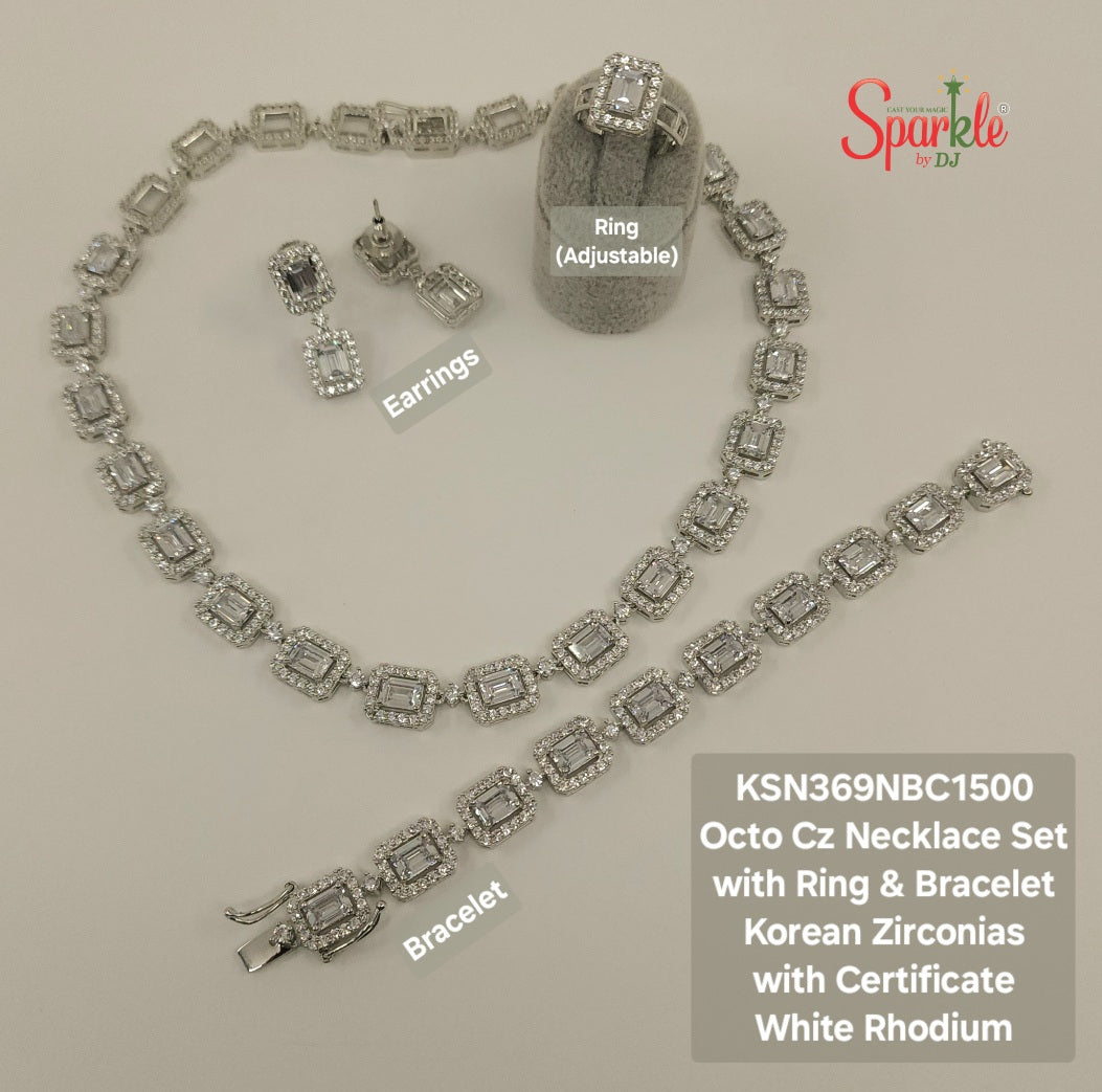 Flexible Necklace set of 4 items made with Korean Cz with Certificate