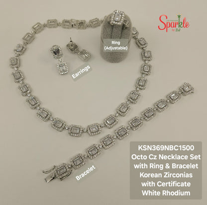 Flexible Necklace set of 4 items made with Korean Cz with Certificate