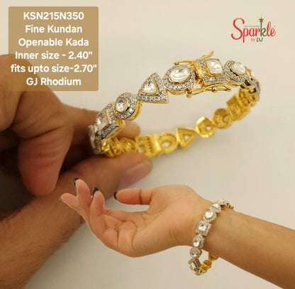 Fine Kundan Cz openable Kada to fit most wrist sizes