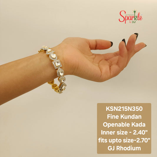 Fine Kundan Cz openable Kada to fit most wrist sizes