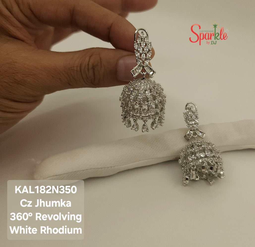 Fish top revolving cz jhumkas