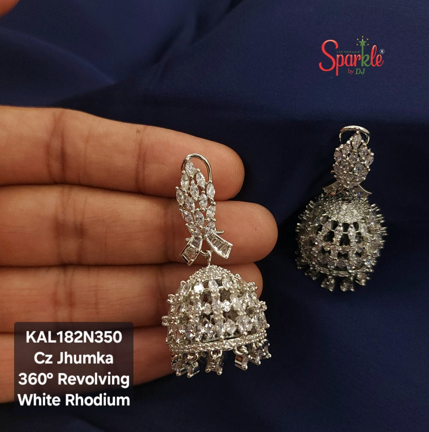 Fish top revolving cz jhumkas