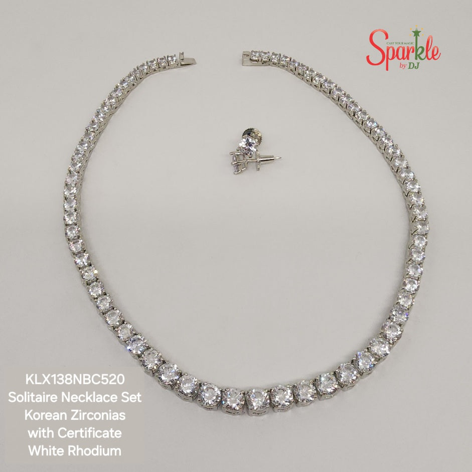 Korean Cz solitaire necklace set with certificate