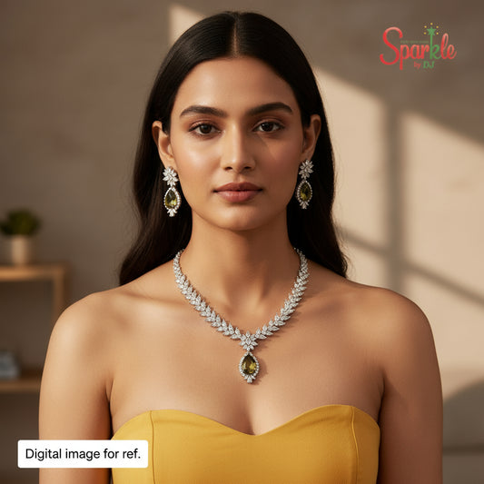 Pear drop Cz necklace set - SparklebyDJ