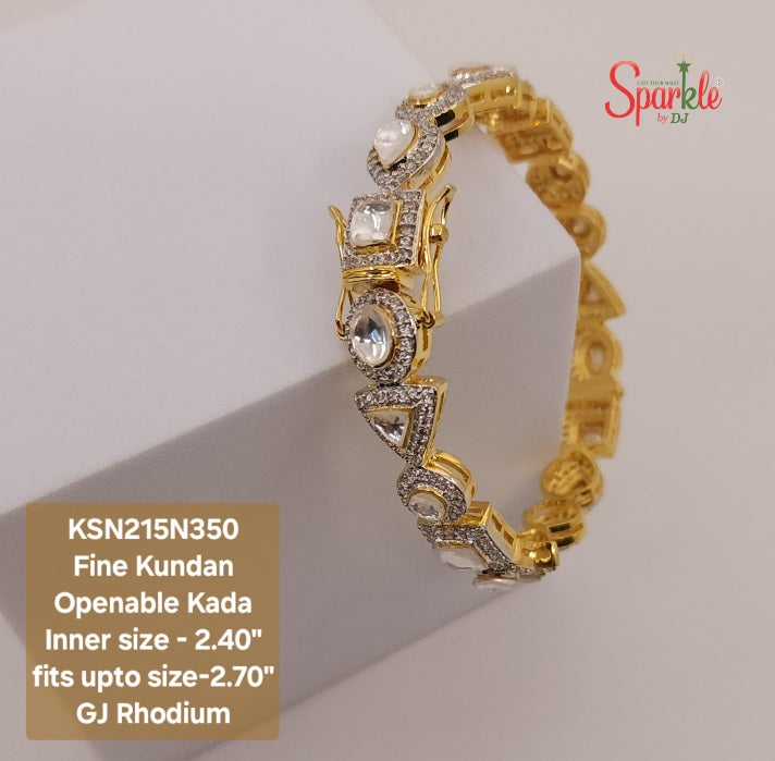 Fine Kundan Cz openable Kada to fit most wrist sizes