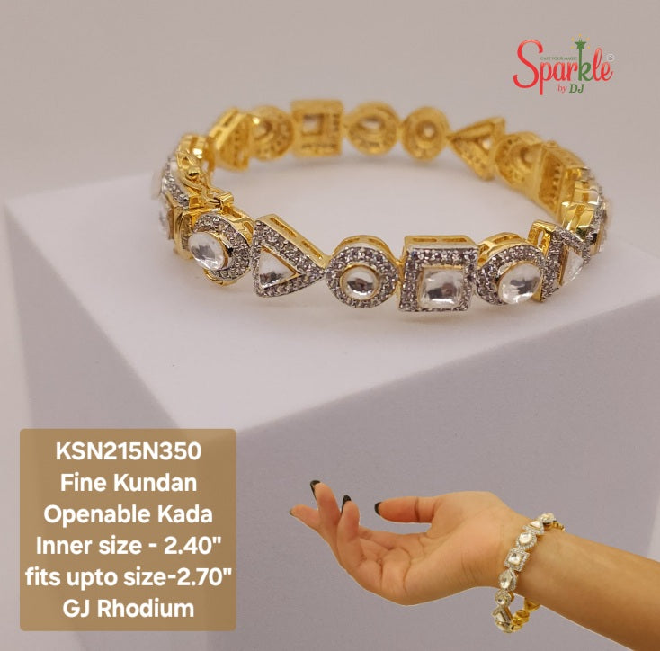 Fine Kundan Cz openable Kada to fit most wrist sizes