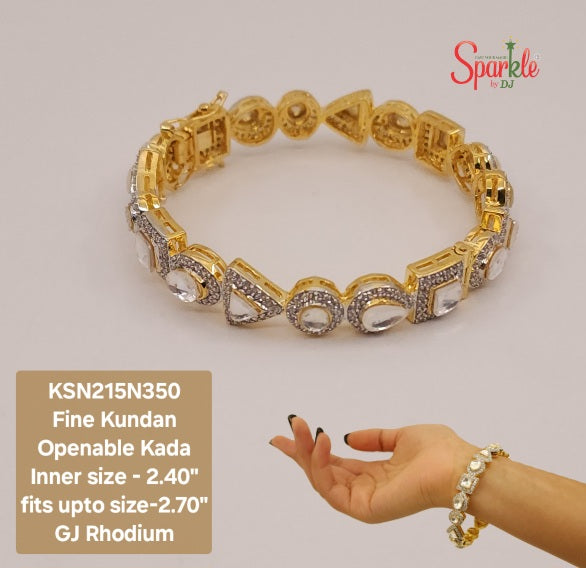 Fine Kundan Cz openable Kada to fit most wrist sizes