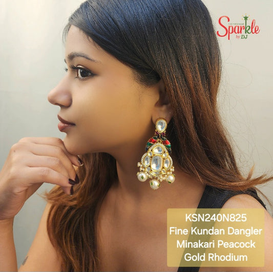 Kundan Mina Peacock danglers